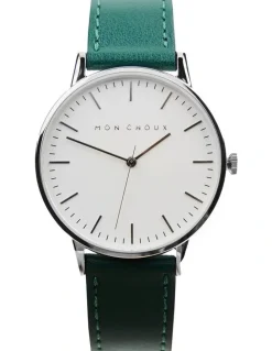 Mon Choux Classic Vine Grape Vegan Leather Watch 38mm in Silver