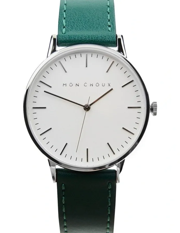 Mon Choux Classic Vine Grape Vegan Leather Watch 38mm in Silver