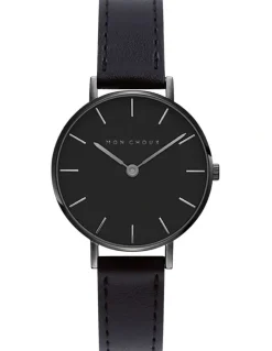 Mon Choux L'Essential Noir Grape Vegan Leather Watch 36mm in Black