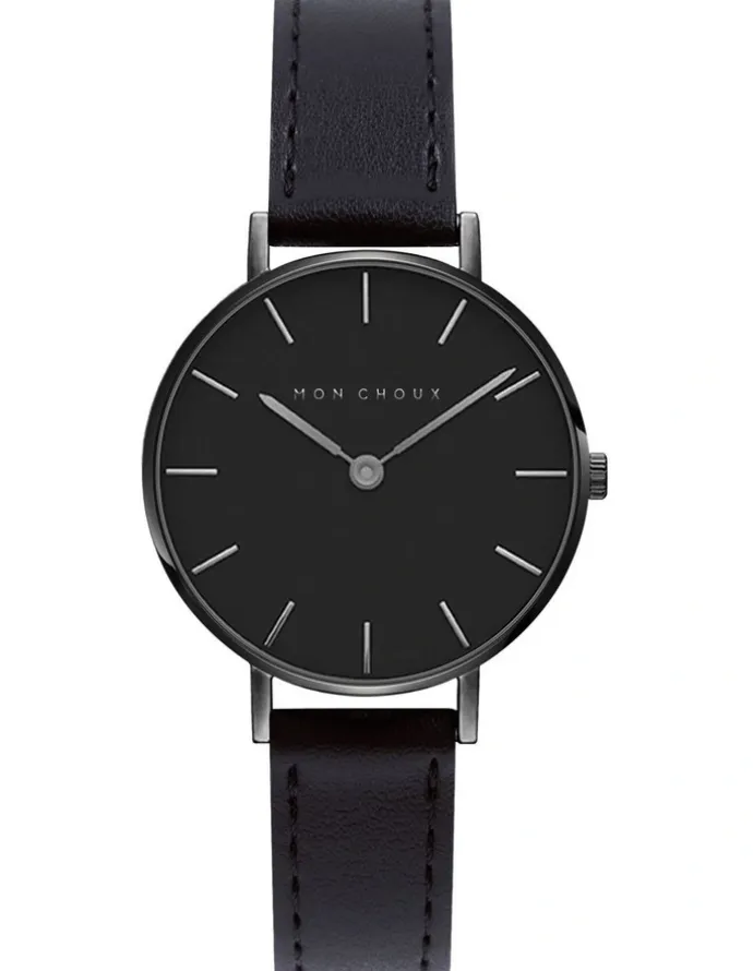 Mon Choux L'Essential Noir Grape Vegan Leather Watch 36mm in Black