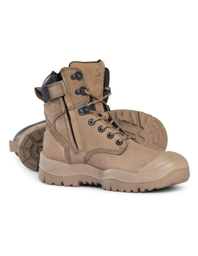 Mongrel High Leg Zipsider Scuff Cap 561060 Work Boots in Stone