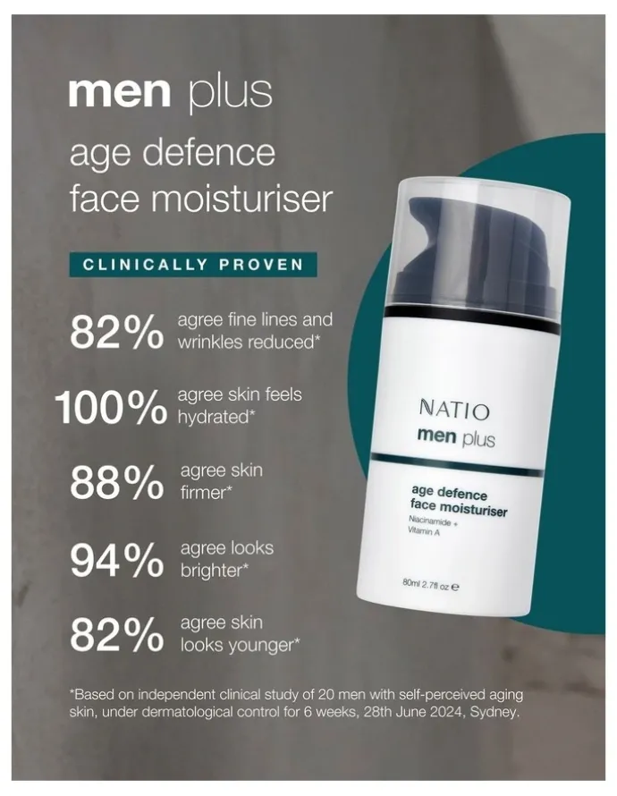 Natio Mens Plus Age Defence Face Moisturiser 80ml