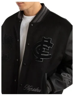 Nena & Pasadena AFL Carlton Ace Varsity Jacket in Black