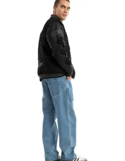 Nena & Pasadena AFL Carlton Ace Varsity Jacket in Black