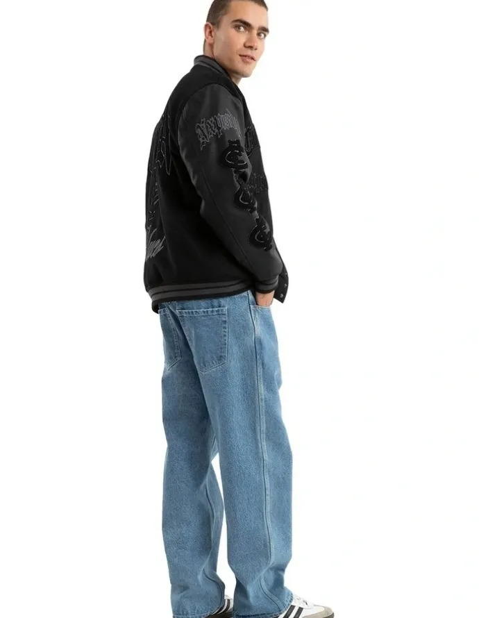 Nena & Pasadena AFL Carlton Ace Varsity Jacket in Black