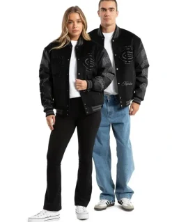 Nena & Pasadena AFL Carlton Ace Varsity Jacket in Black