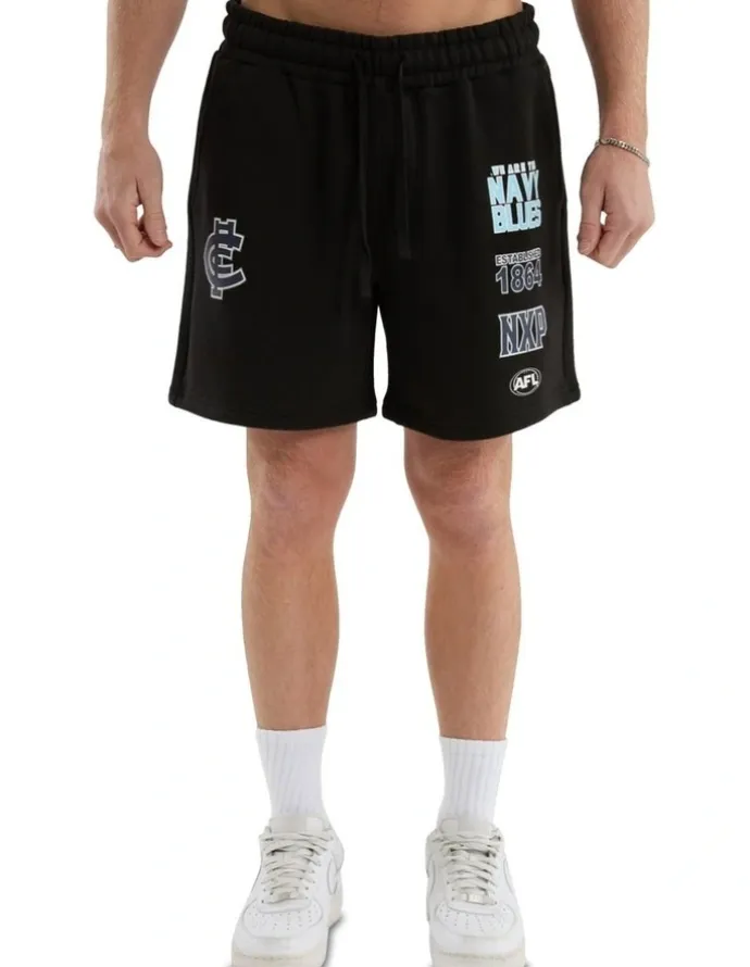 Nena & Pasadena AFL Carlton Prime Trackshorts in Jet Black