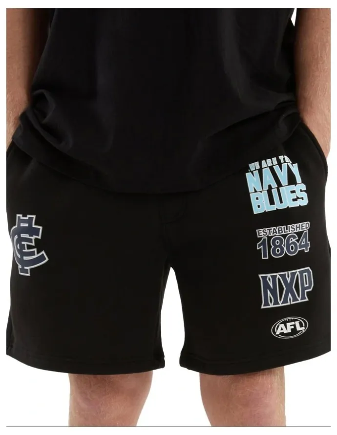 Nena & Pasadena AFL Carlton Prime Trackshorts in Jet Black