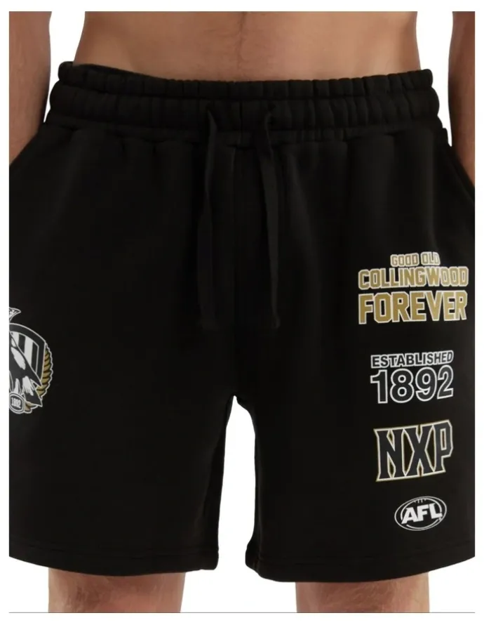 Nena & Pasadena AFL Collingwood Prime Trackshorts in Jet Black