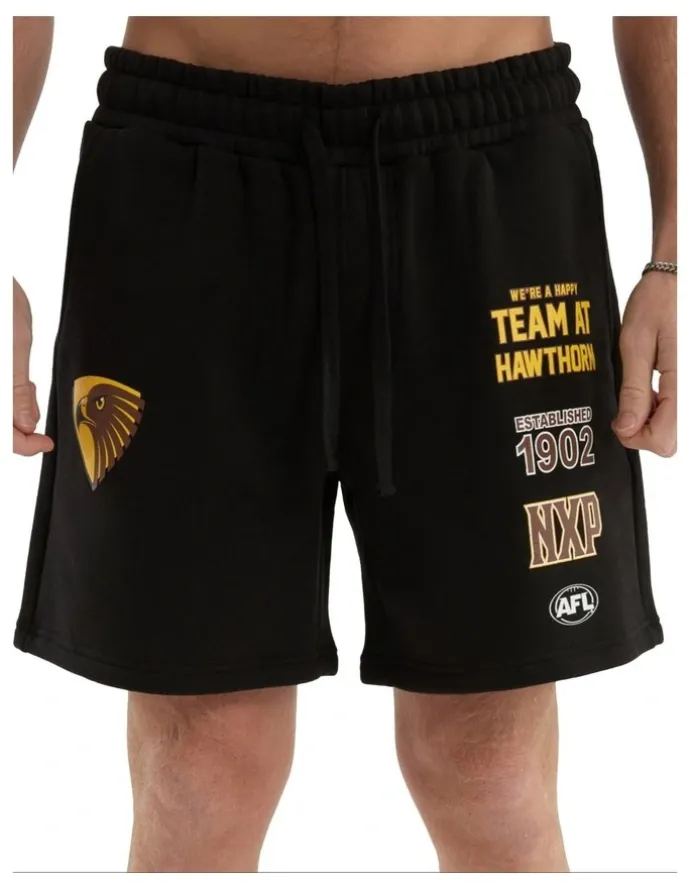 Nena & Pasadena AFL Hawthorn Prime Trackshorts in Jet Black