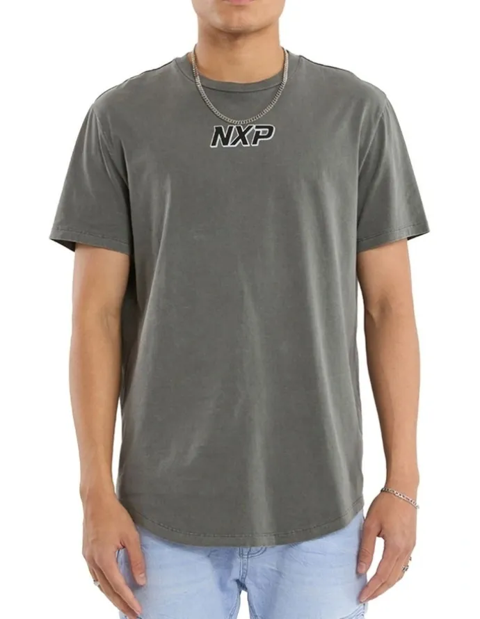 Nena & Pasadena All For One Dual Curved Tee in Grey
