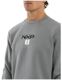 Nena & Pasadena Crew Dual Curved Sweater in Grey