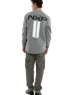Nena & Pasadena Crew Dual Curved Sweater in Grey