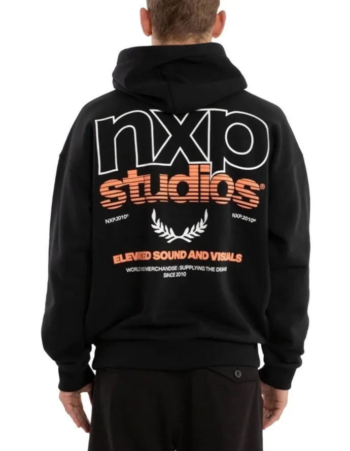 Nena & Pasadena Major Box Fit Hoodie in Black