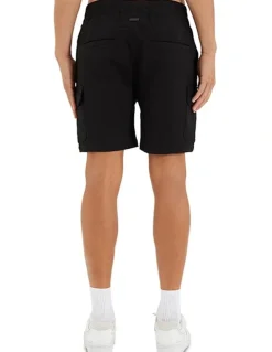 Nena & Pasadena S150 Slim Stretch Cargo Short in Black