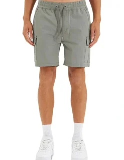 Nena & Pasadena S150 Slim Stretch Cargo Short in Grey