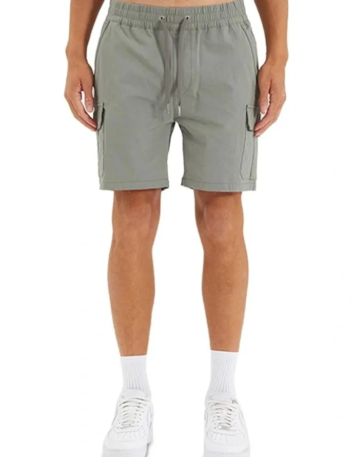 Nena & Pasadena S150 Slim Stretch Cargo Short in Grey