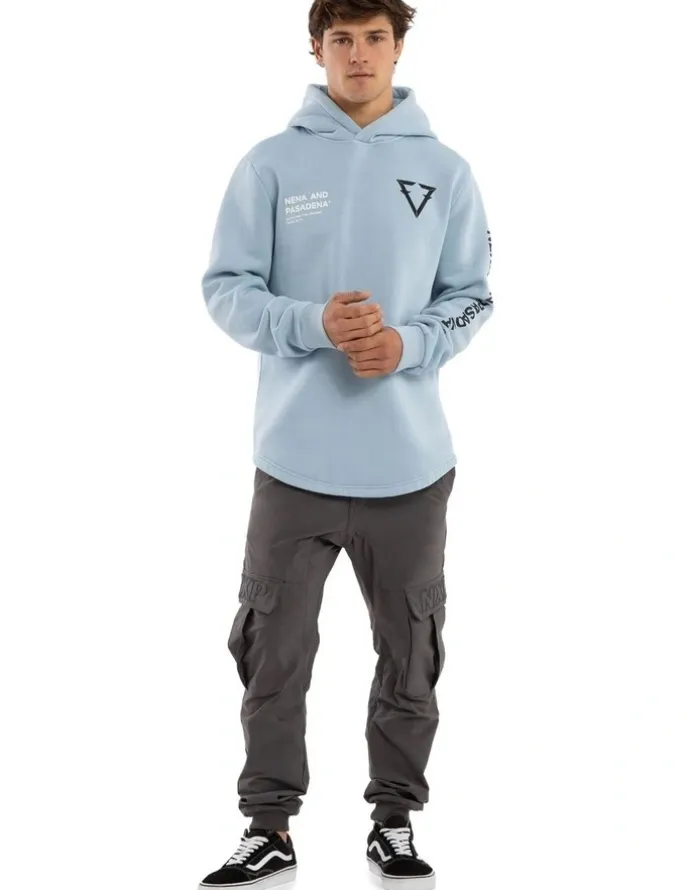 Nena & Pasadena Track Dual Curved Hoodie in Blue