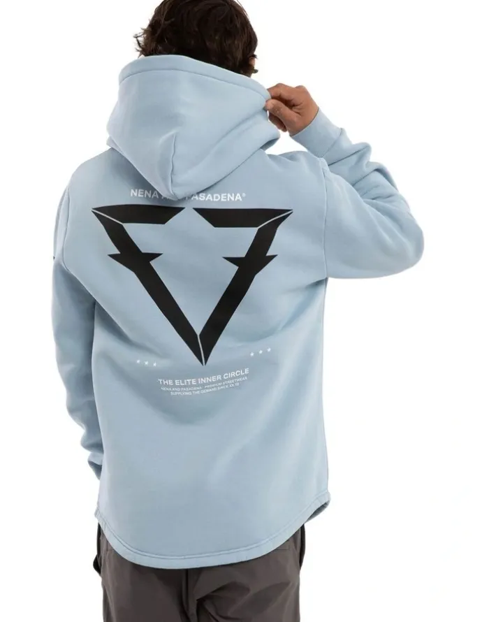 Nena & Pasadena Track Dual Curved Hoodie in Blue