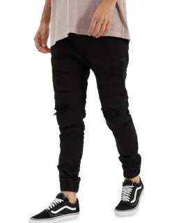 Nena & Pasadena Viper Denim Jogger in Black