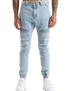 Nena & Pasadena Viper Denim Jogger in Portland Blue