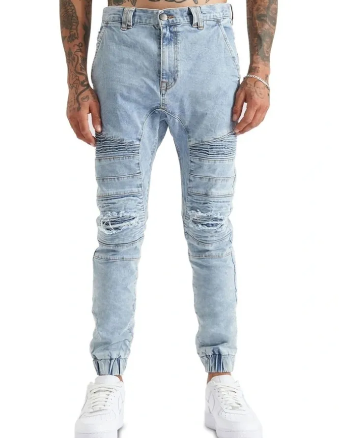Nena & Pasadena Viper Denim Jogger in Portland Blue