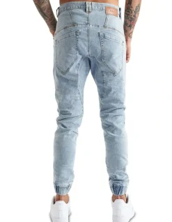 Nena & Pasadena Viper Denim Jogger in Portland Blue