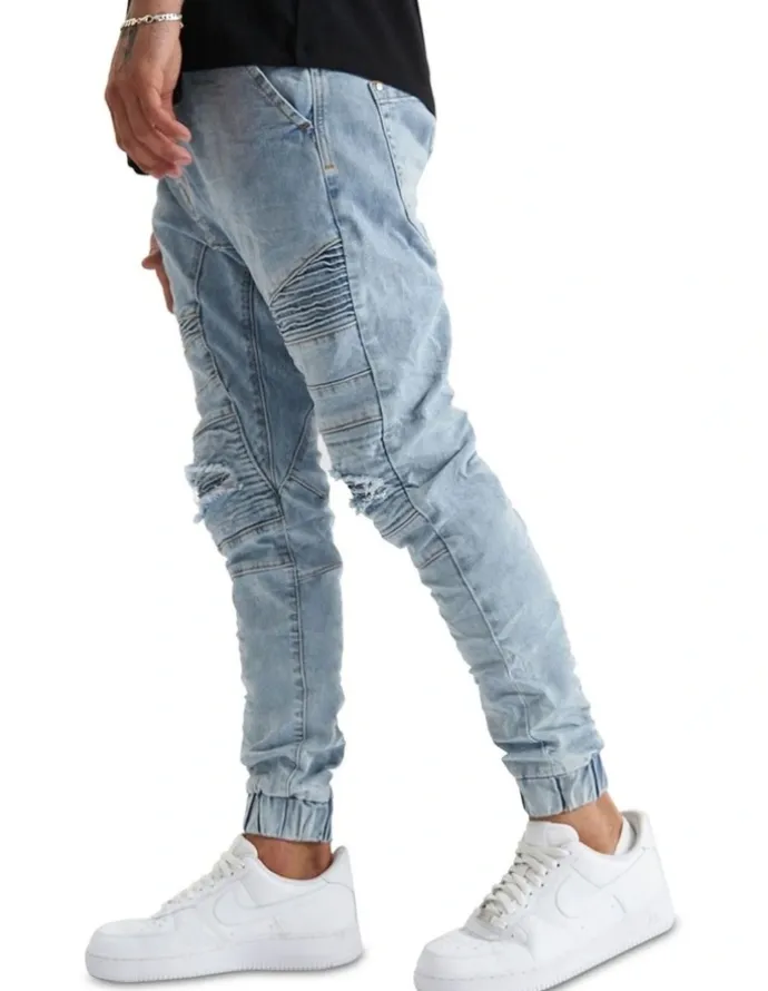Nena & Pasadena Viper Denim Jogger in Portland Blue