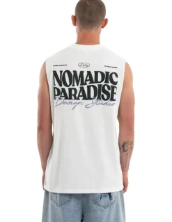 Nomadic Paradise Enjoy Relaxed Muscle T-shirt in White