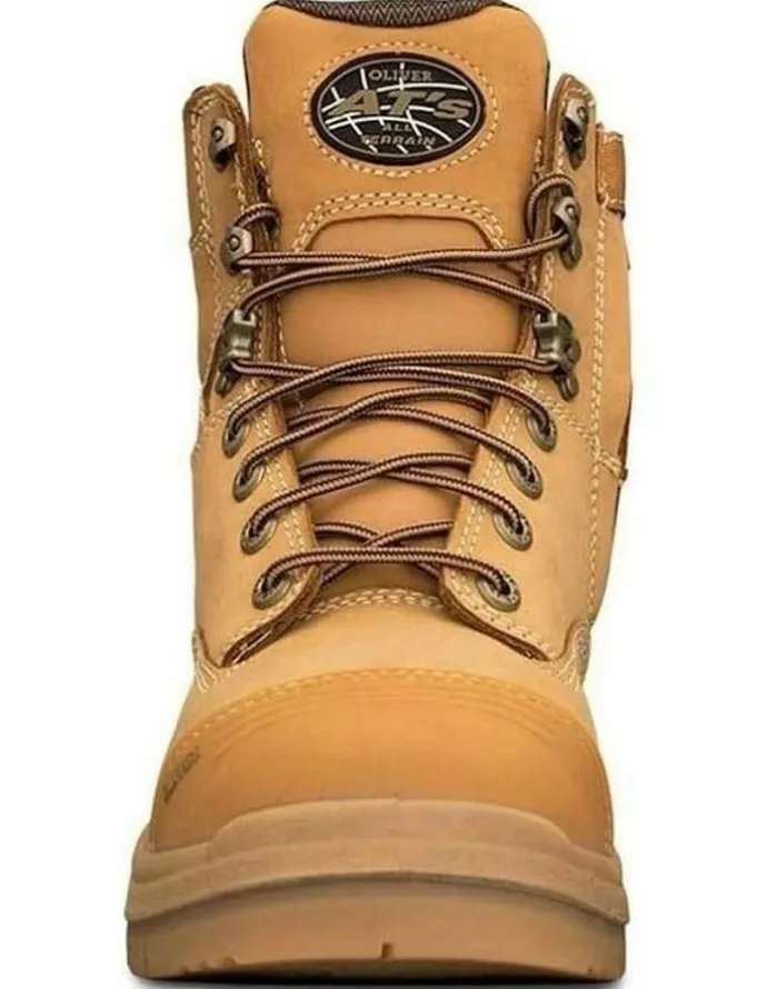 Oliver Zip Sided Safety Steel Toe AT 55332Z Work Boots 150mm in Wheat