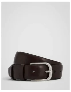 Oroton Axel 30Mm Belt in Dark Chocolate