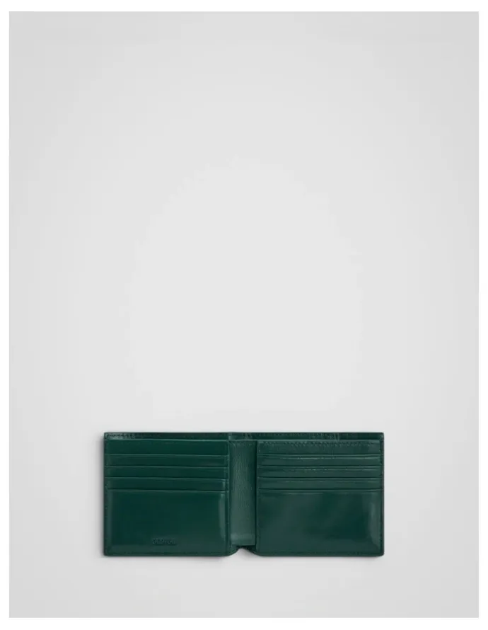 Oroton Jordan Crackle Bifold Wallet in Emerald