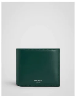 Oroton Jordan Crackle Bifold Wallet in Emerald