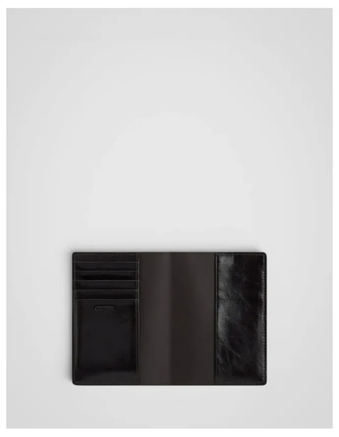 Oroton Jordan Crackle Passport Holder in Dark Chocolate
