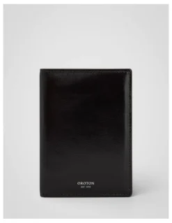 Oroton Jordan Crackle Passport Holder in Dark Chocolate