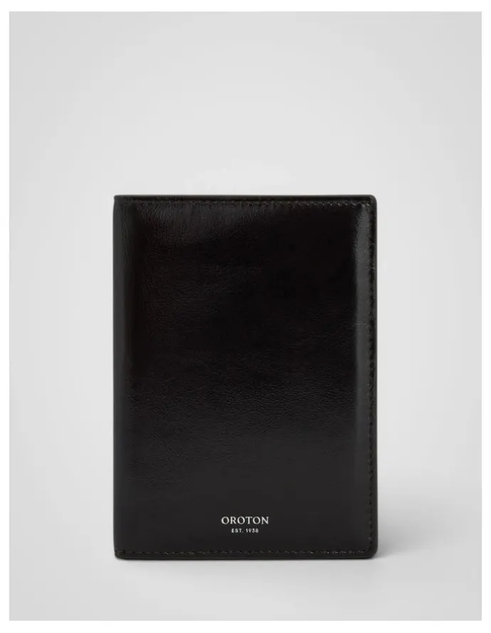 Oroton Jordan Crackle Passport Holder in Dark Chocolate