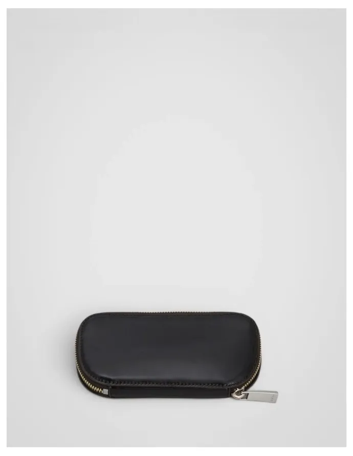 Oroton Jordan Crackle Zip Sunglasses Case in Dark Chocolate