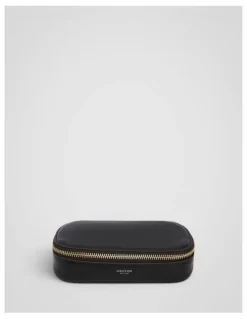 Oroton Jordan Crackle Zip Sunglasses Case in Dark Chocolate