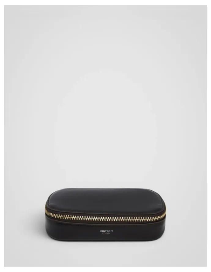 Oroton Jordan Crackle Zip Sunglasses Case in Dark Chocolate
