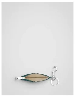 Oroton Jordan Crackle Zip Wallet Keyring in Emerald