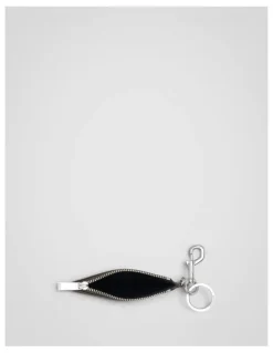 Oroton Jordan Crackle Zip Wallet Keyring in Dark Chocolate