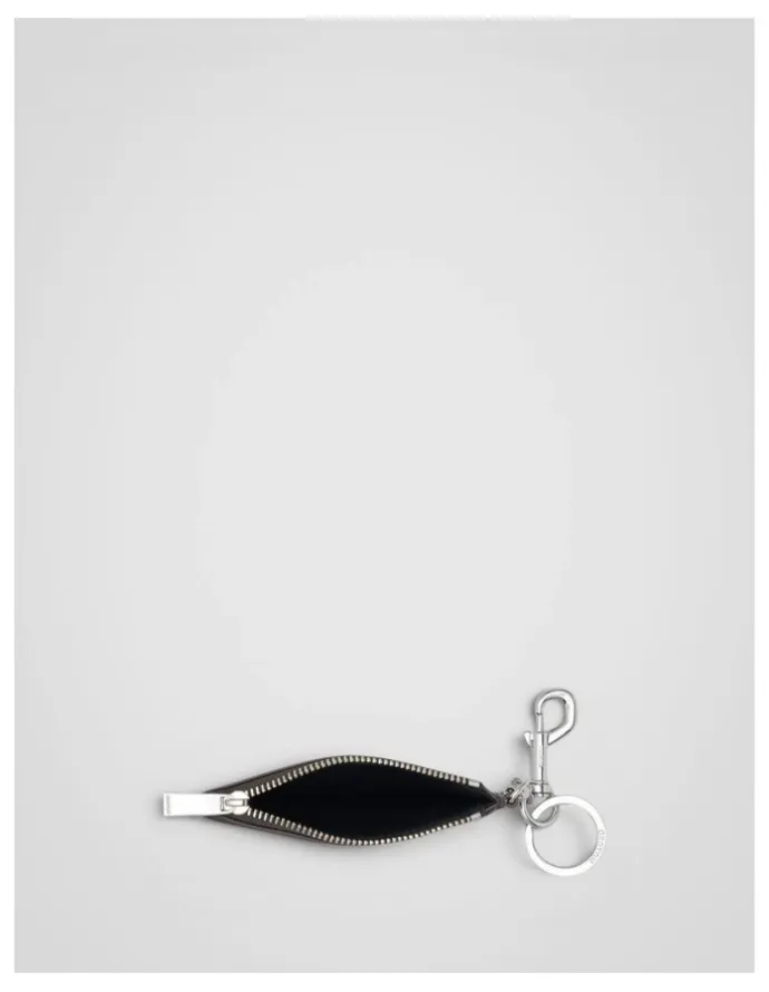 Oroton Jordan Crackle Zip Wallet Keyring in Dark Chocolate