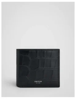 Oroton Jordan Texture Bifold Wallet in Black
