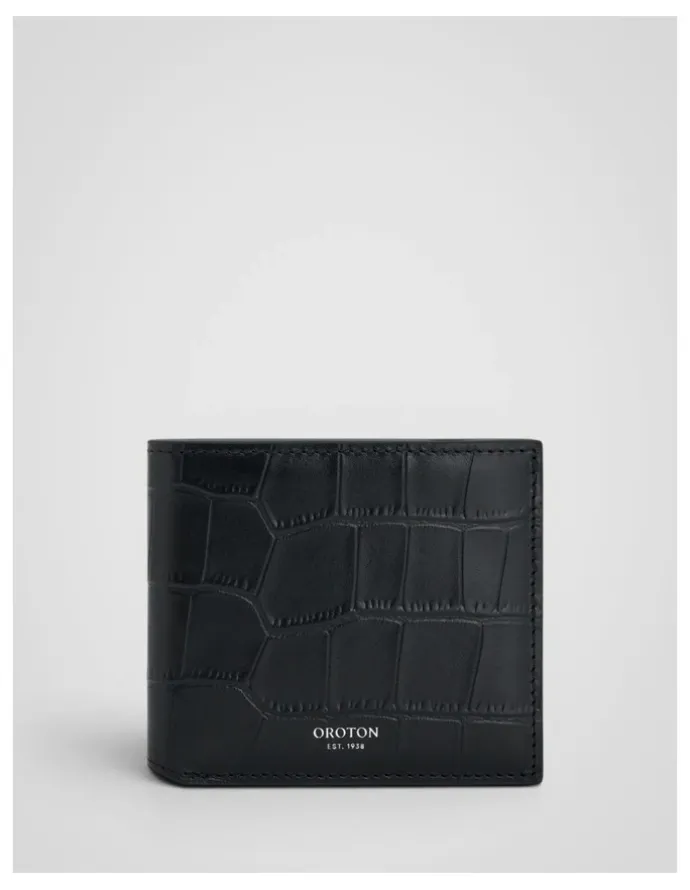Oroton Jordan Texture Bifold Wallet in Black