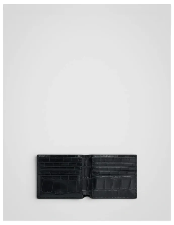 Oroton Jordan Texture Bifold Wallet in Black