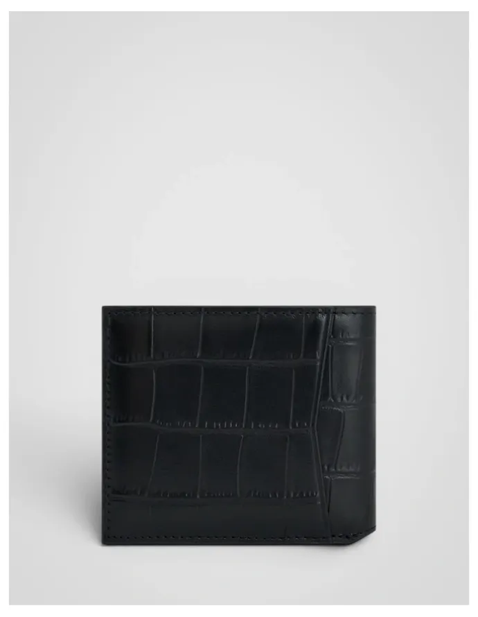 Oroton Jordan Texture Bifold Wallet in Black