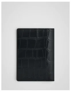 Oroton Jordan Texture Passport Holder in Black