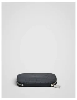 Oroton Jordan Texture Zip Sunglasses Case in Black