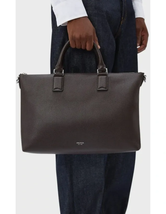 Oroton Paxton Briefcase in Dark Chocolate
