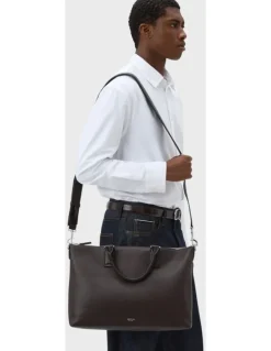 Oroton Paxton Briefcase in Dark Chocolate